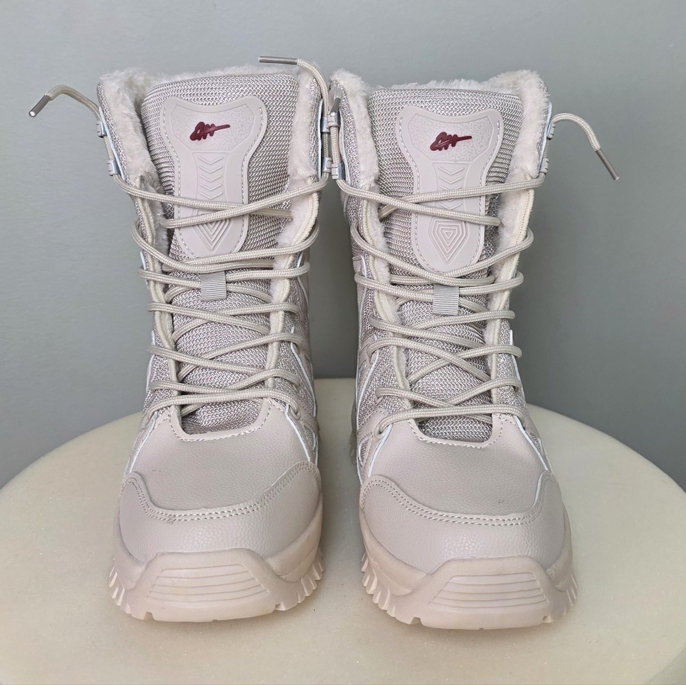 Waterproof Cream Snow Boots Outdoor Mid-tube Lace-Up Size 38EU - Picture 6 of 15